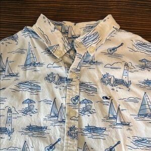 Vineyard Vines Men's Nautical Print Shirt - Blue and Cream